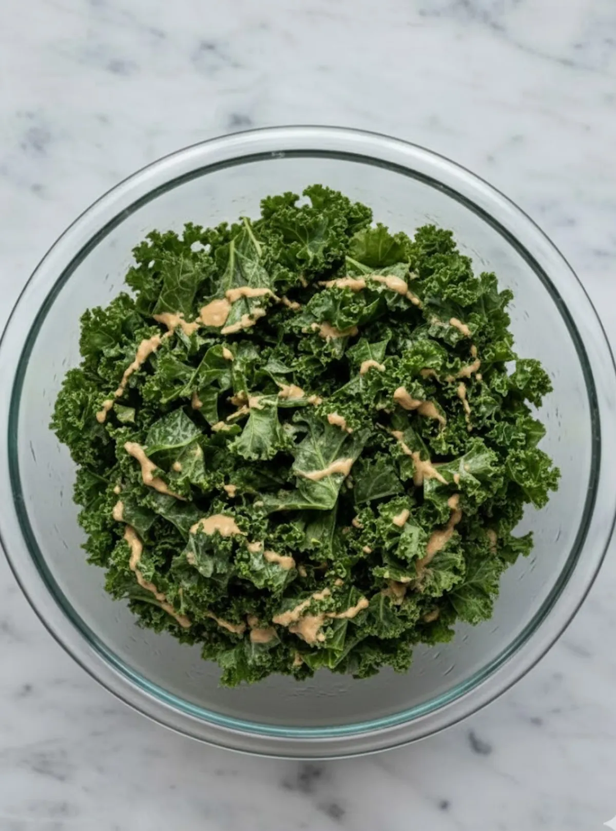 Kale with dressing bowl
