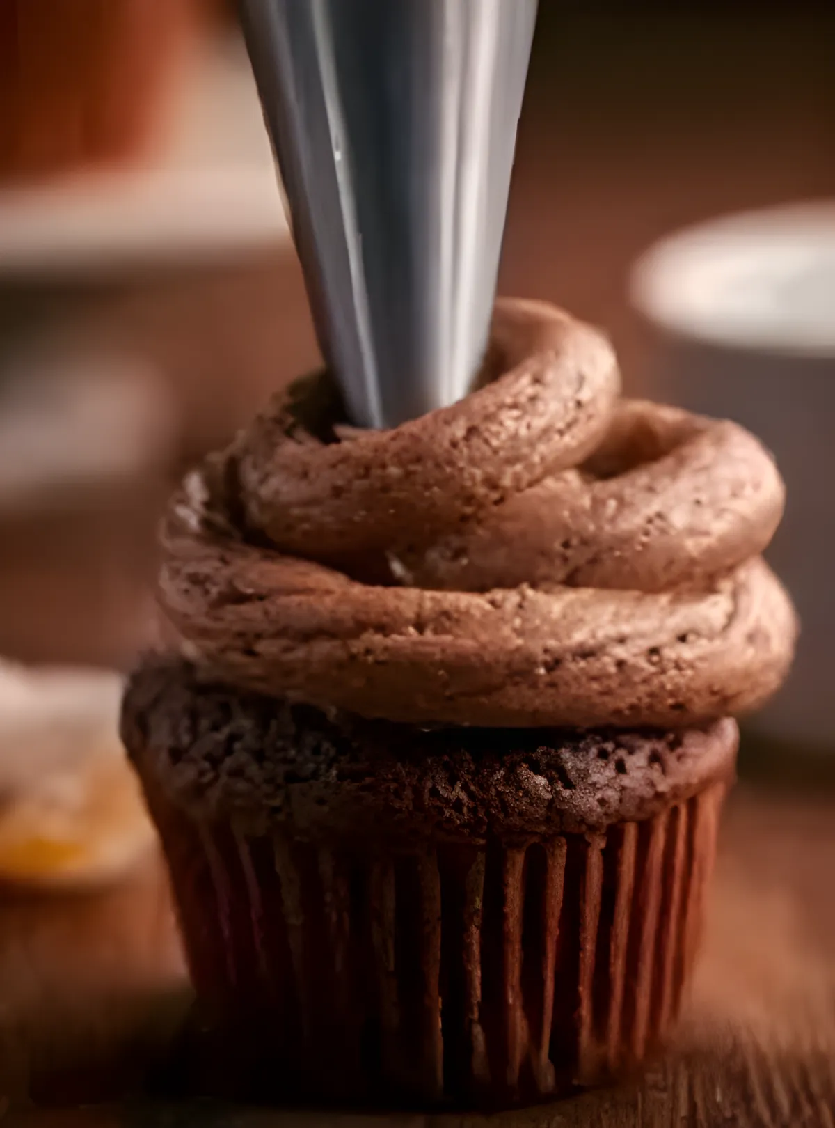 Piping chocolate frosting