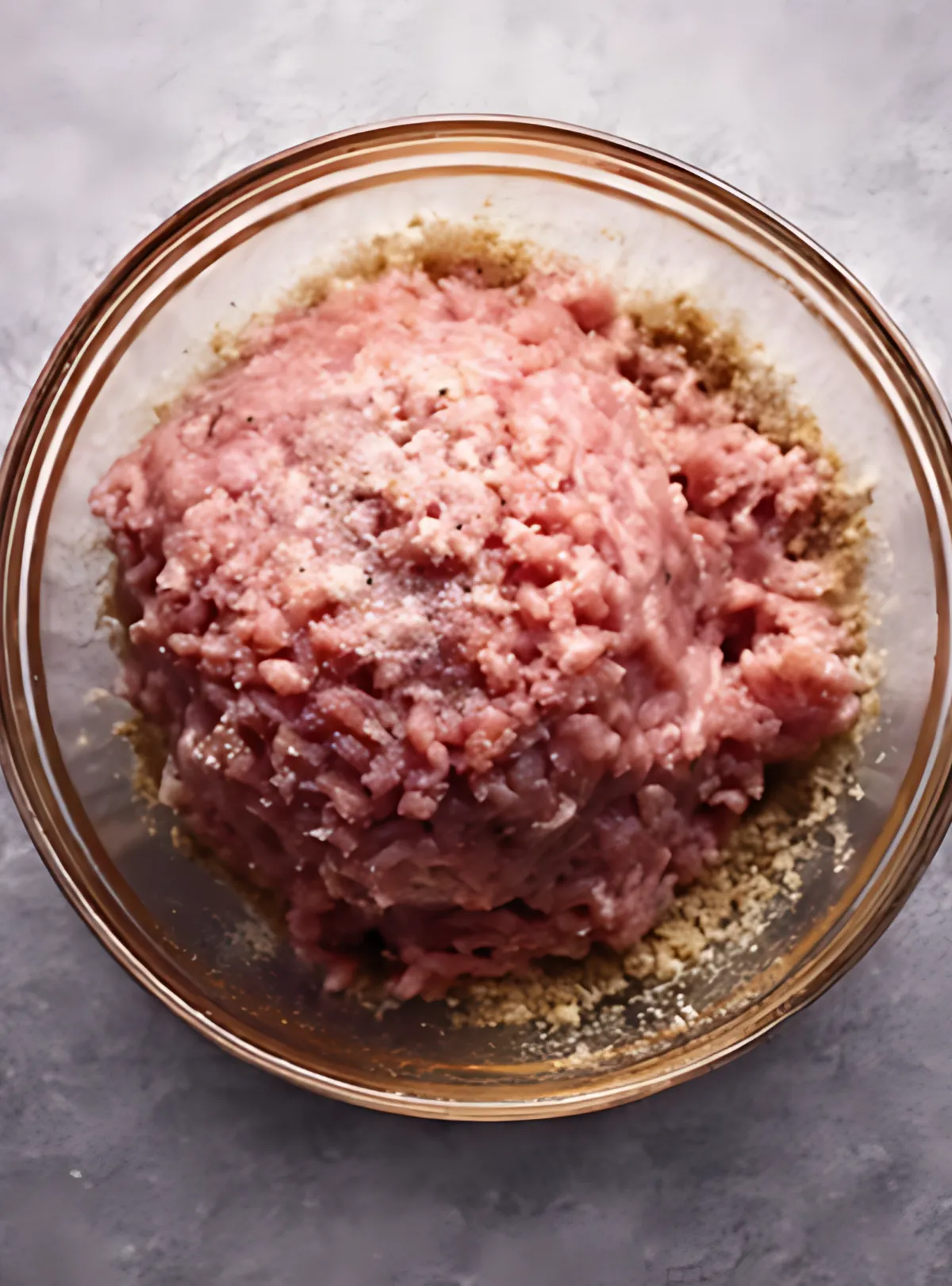 Raw turkey mixture bowl