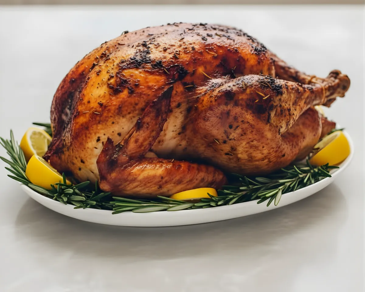 Side view roasted turkey