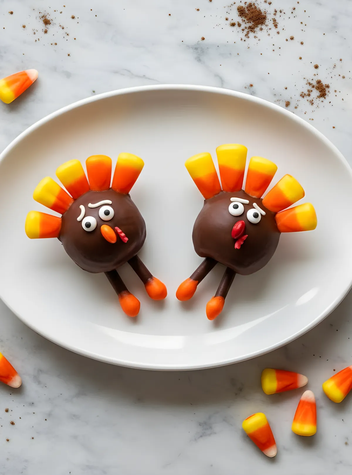 Two turkey Oreo balls