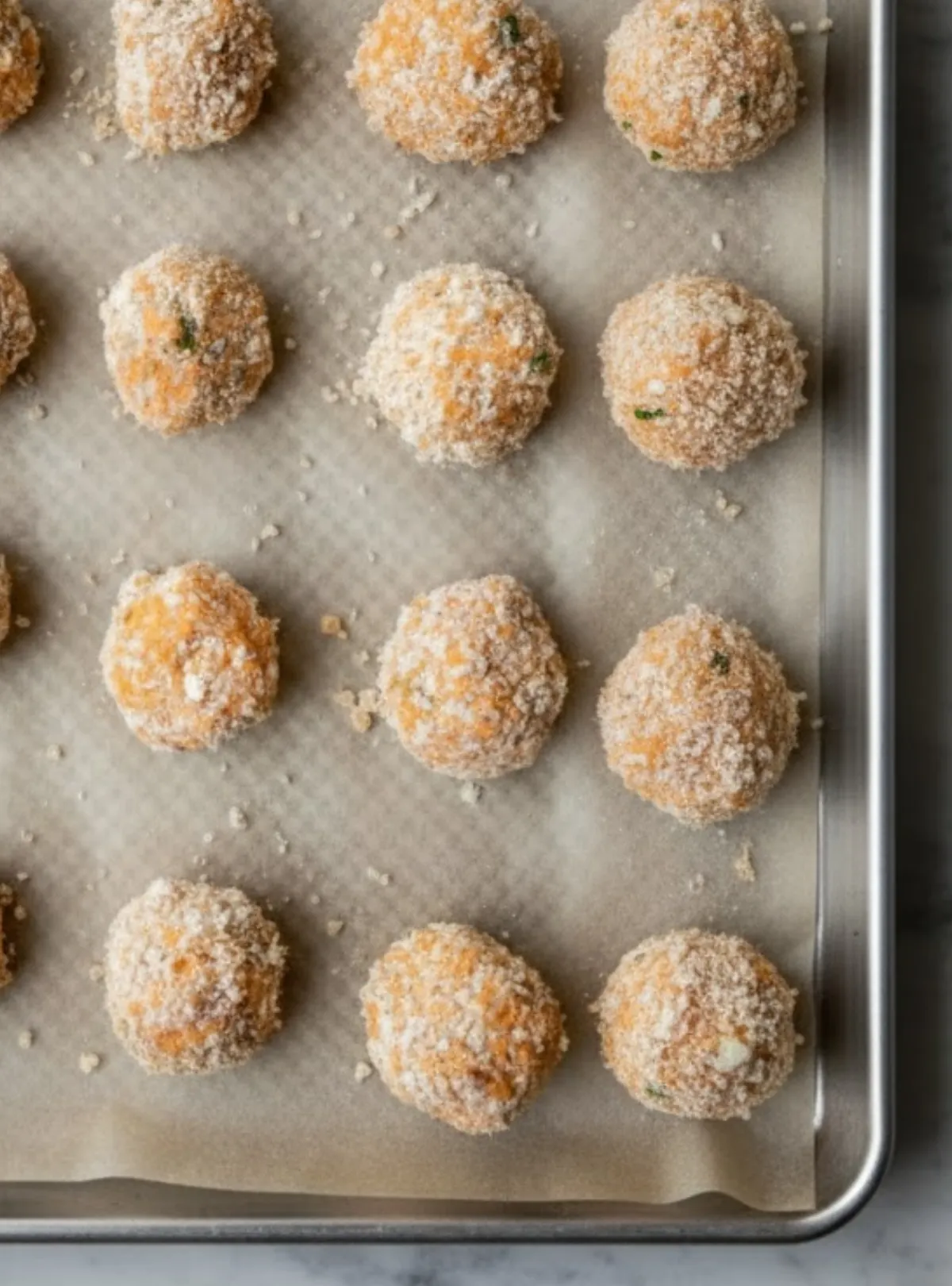 Uncooked balls on tray