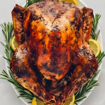 Whole roasted turkey platter