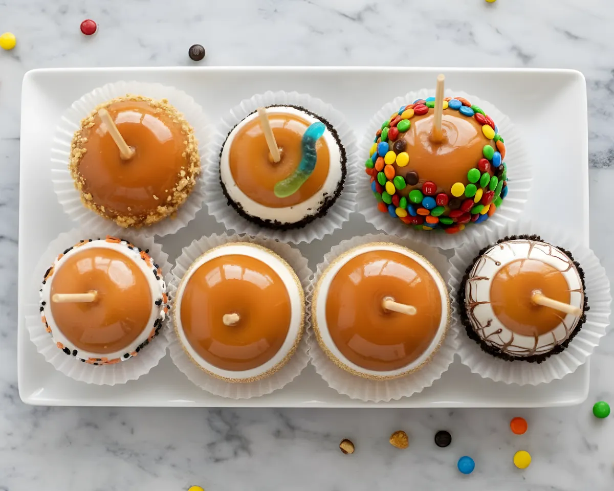 assorted caramel apples