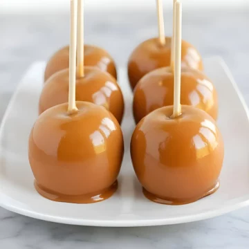 shiny caramel apples plate