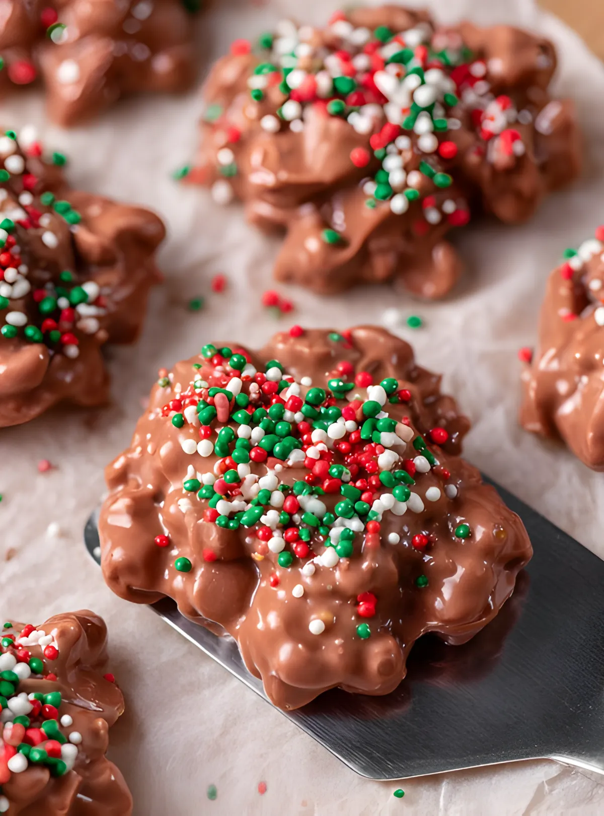 Candy cluster on spatula