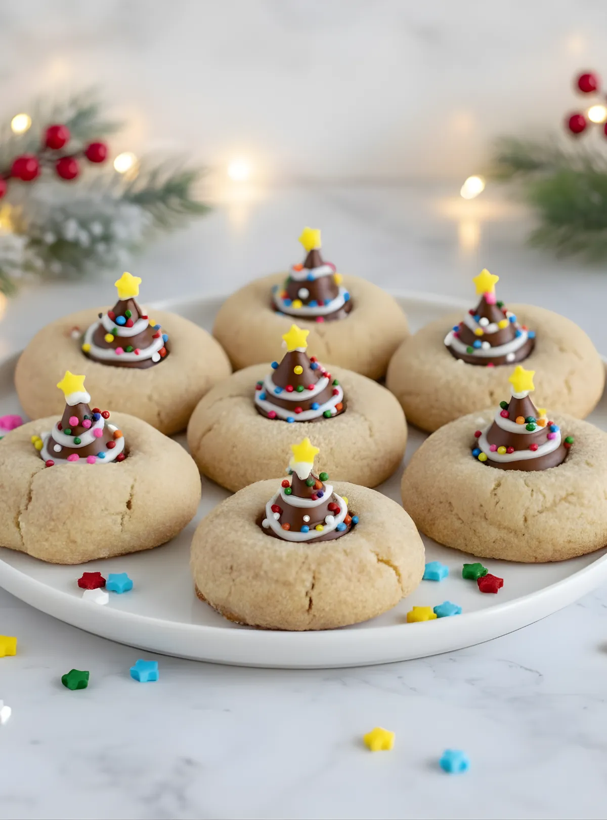 Christmas blossom cookies plate