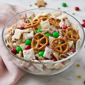 Christmas snack mix close up
