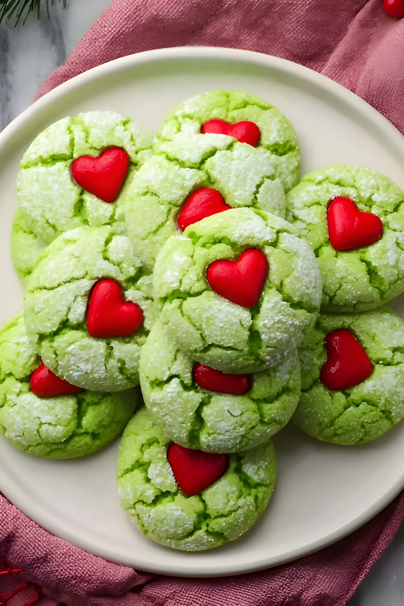 Grinch cookies plate