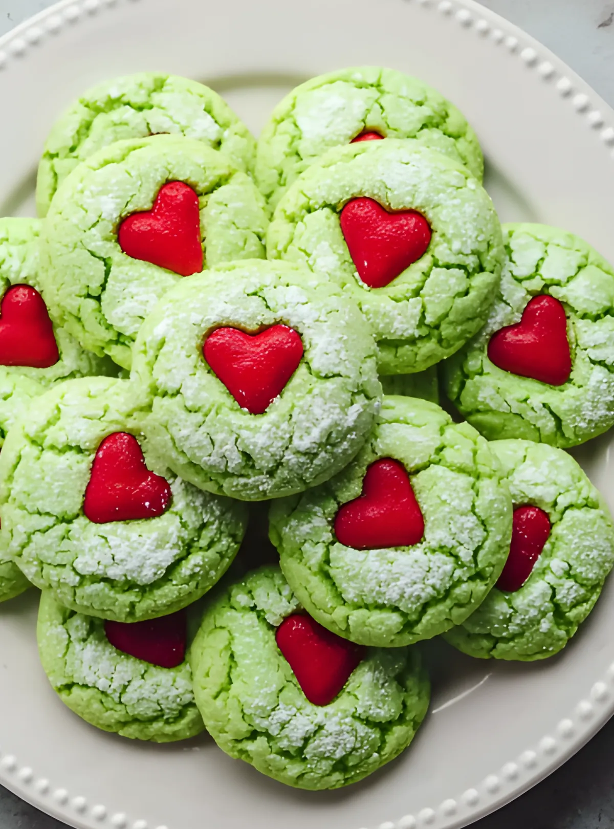 Grinch cookies white plate