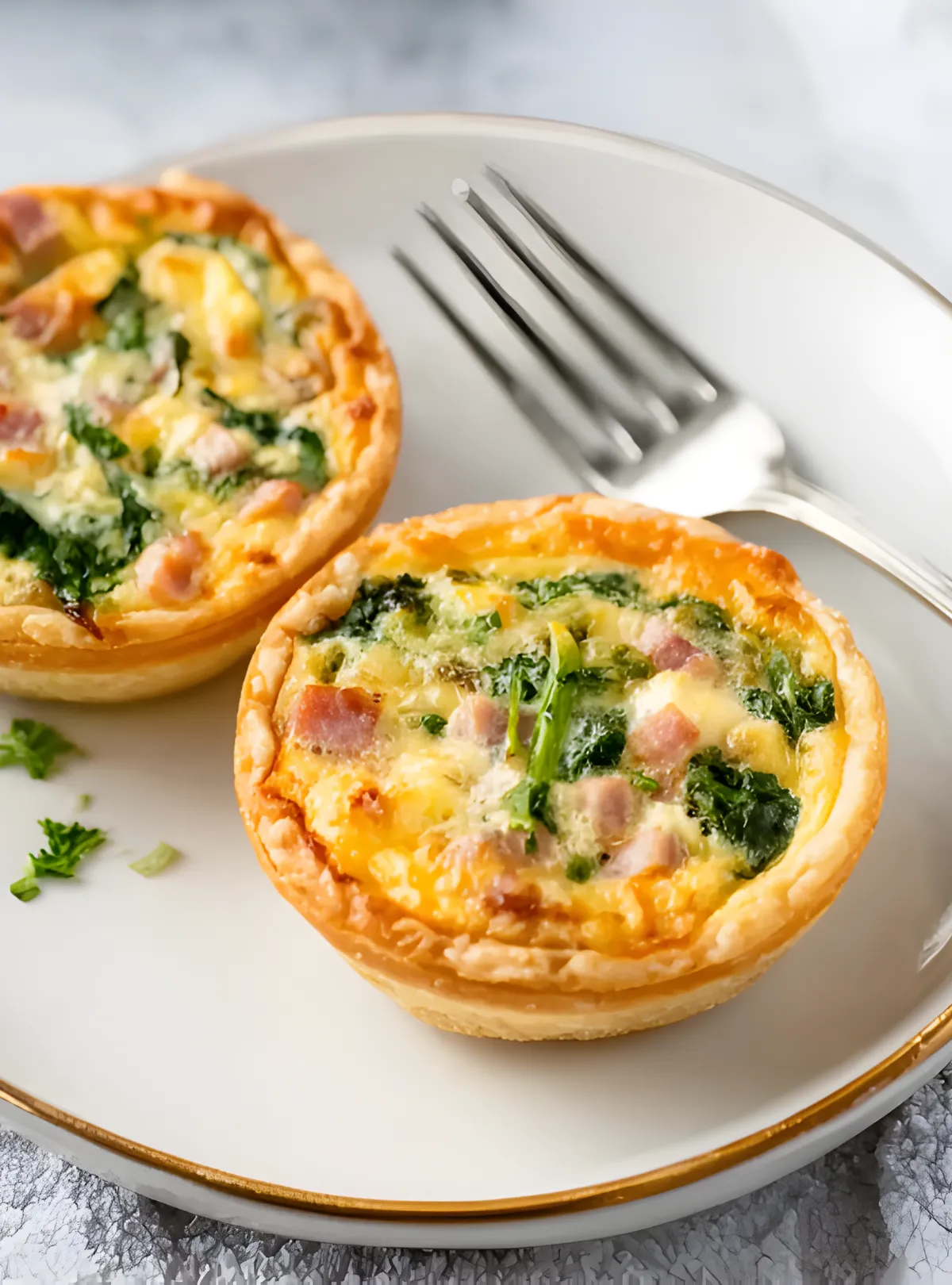 Mini quiche on plate