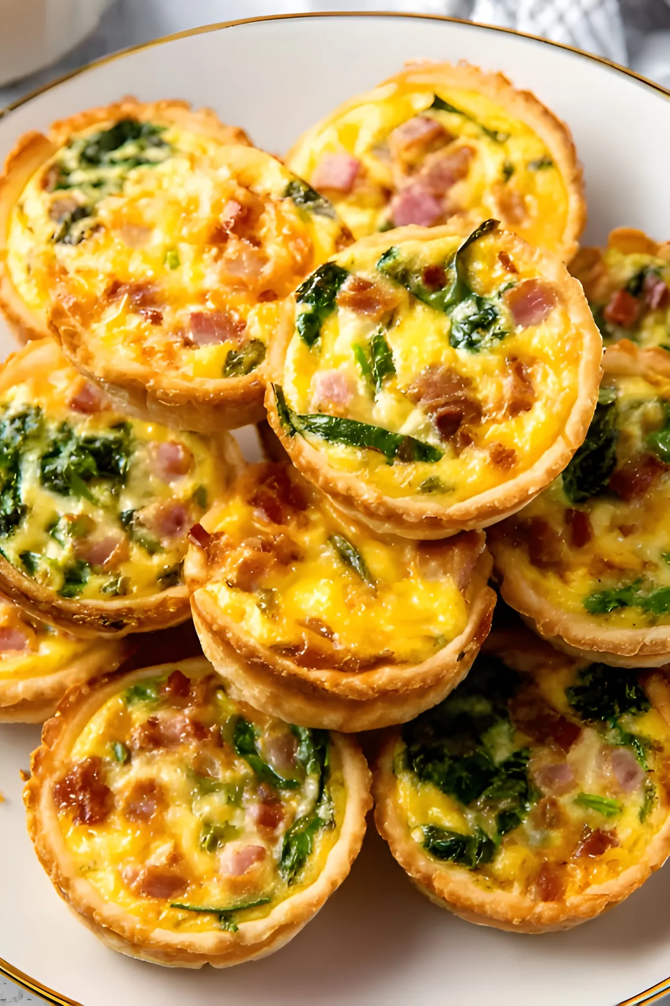 Stacked mini quiches