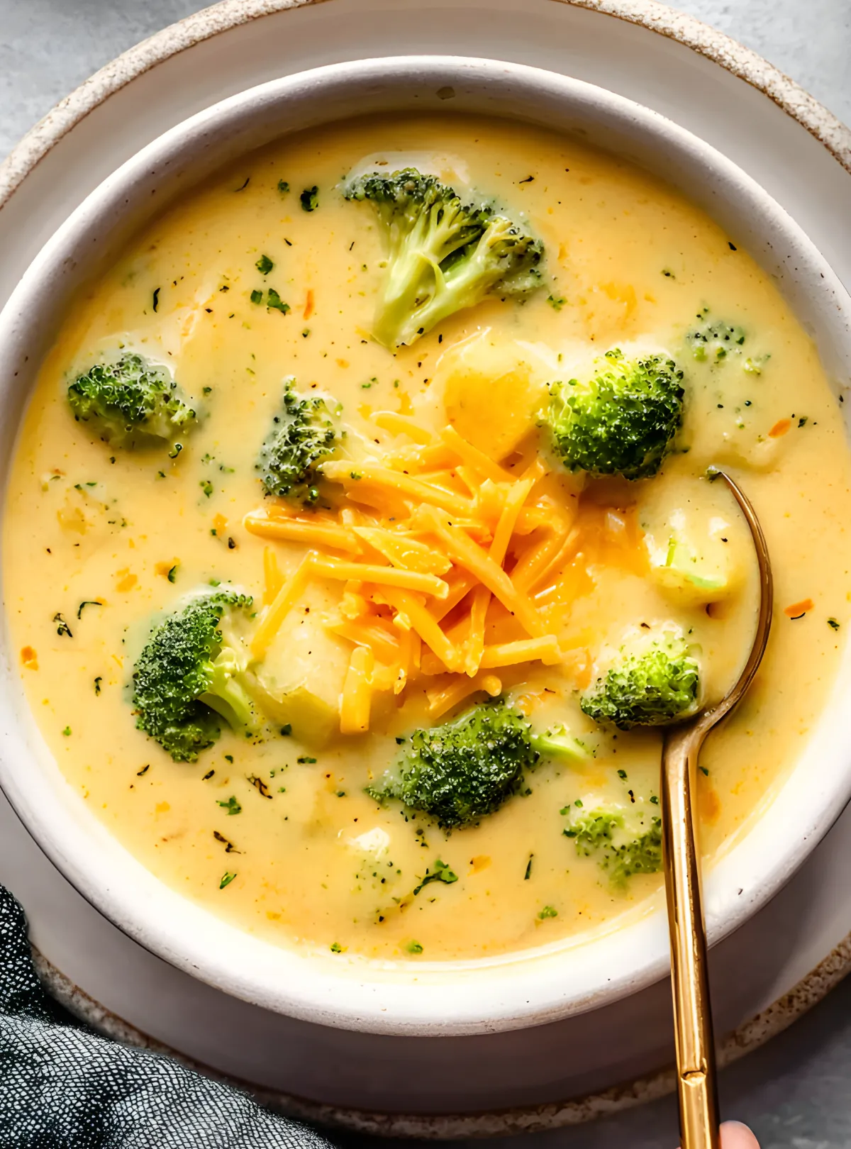 bowl of broccoli cheddar soup