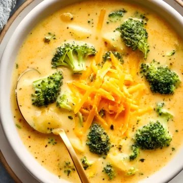 creamy broccoli cheese soup bowl