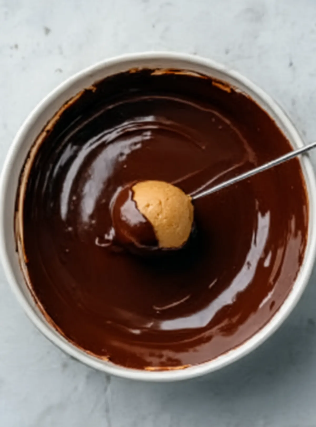 dipping peanut butter ball
