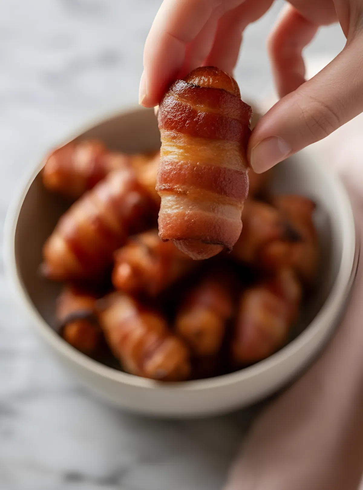 holding bacon sausage