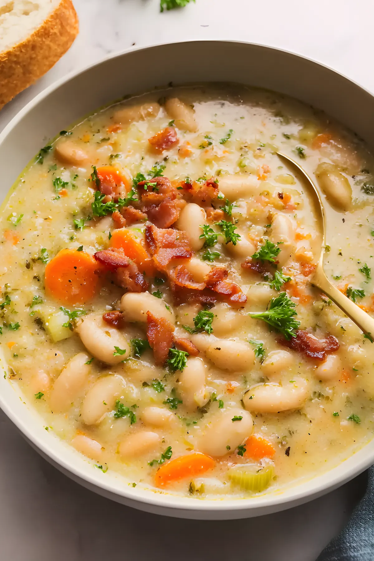homemade White Bean Soup with Bacon recipe