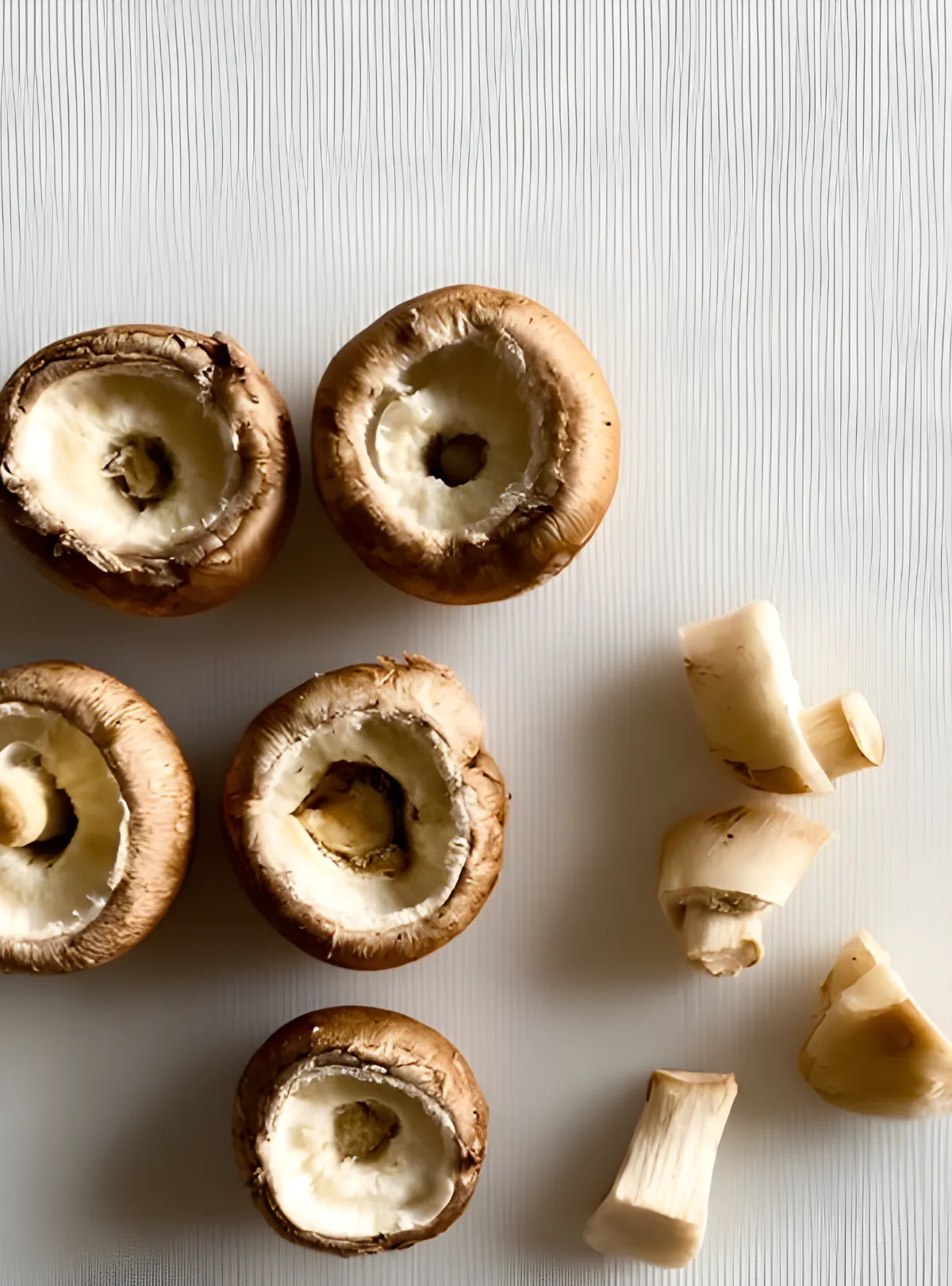 mushroom caps prepped