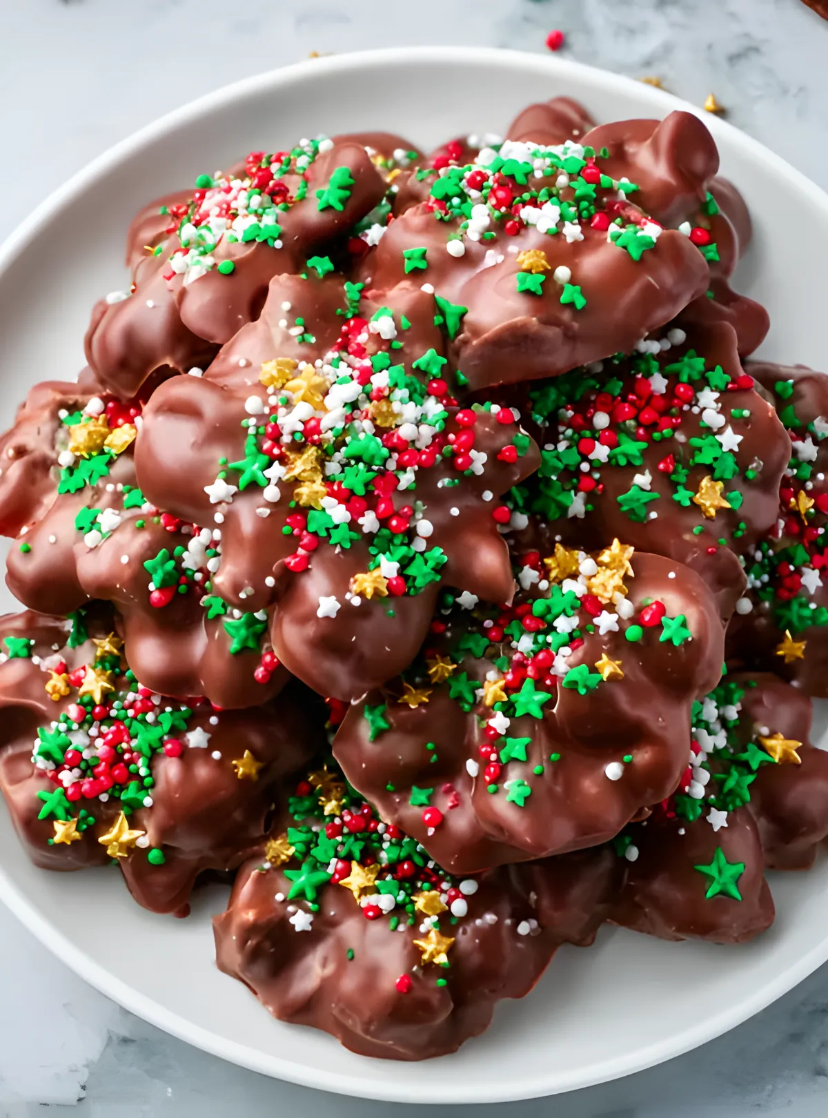 stacked chocolate clusters