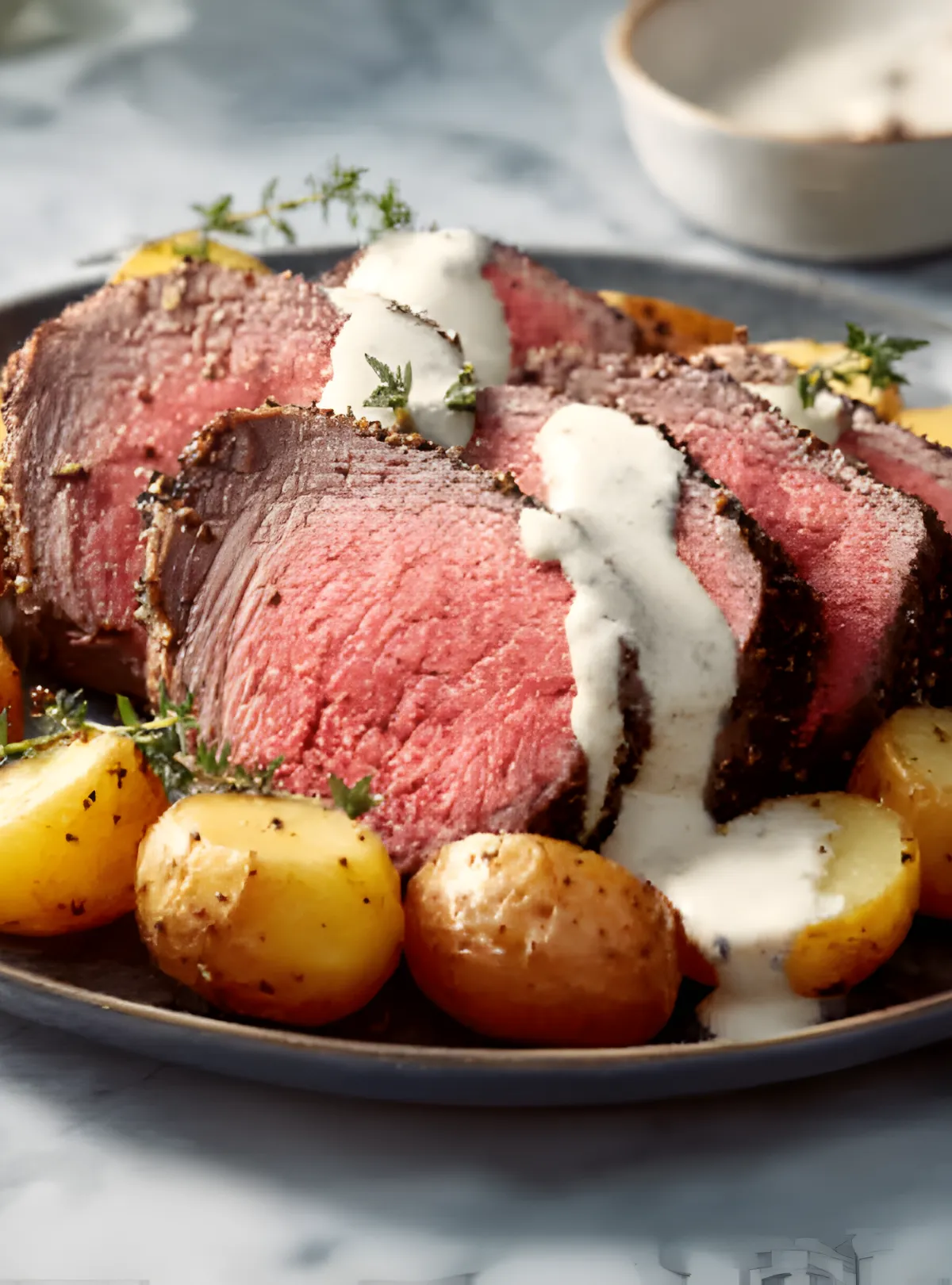 tenderloin with sauce potatoes