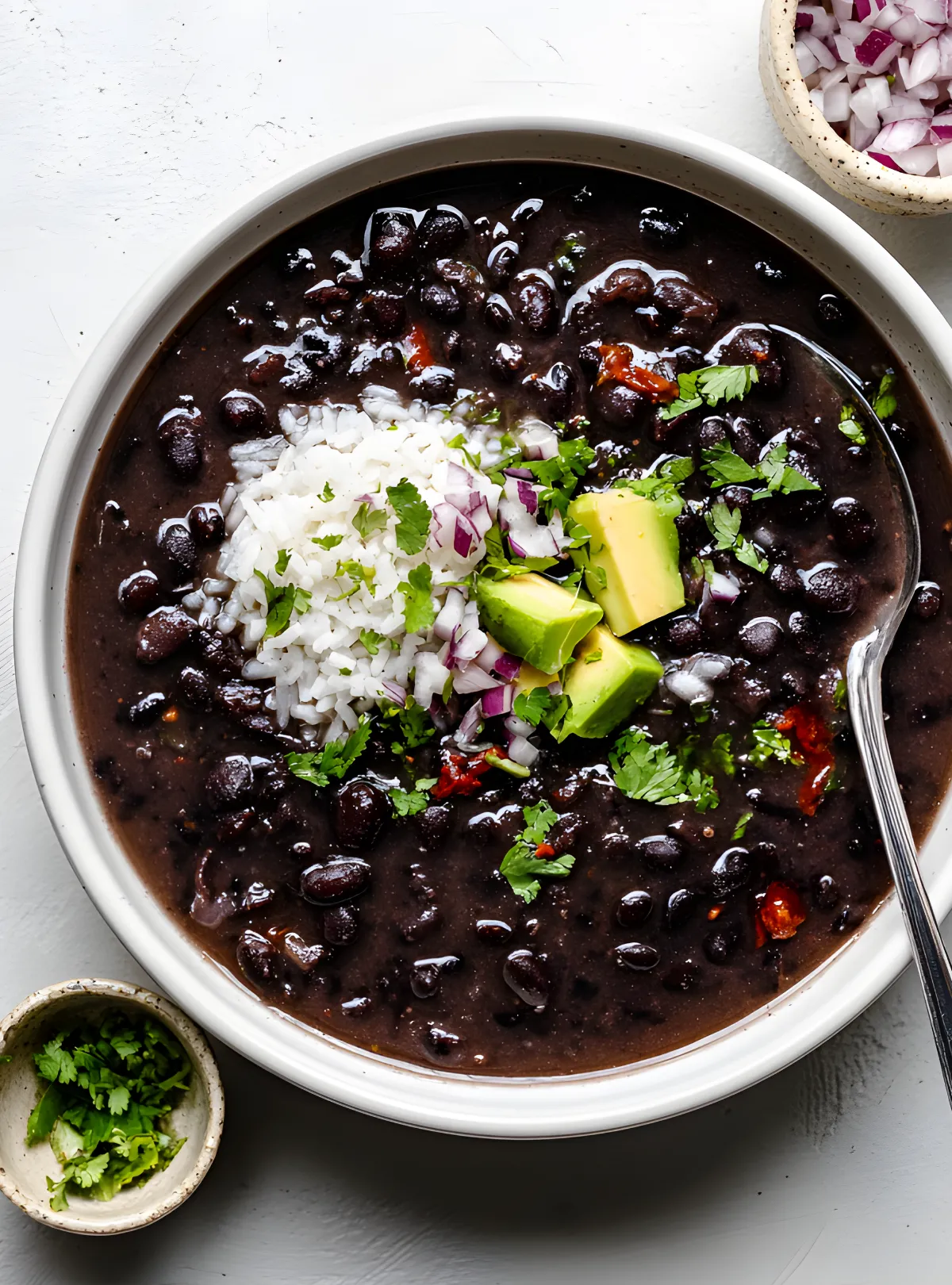 Black bean soup overhead