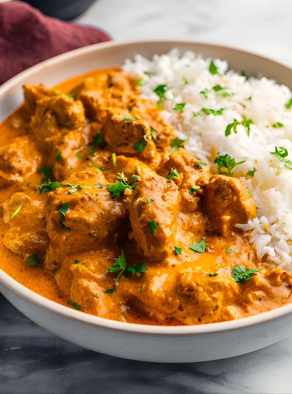 Butter chicken rice bowl
