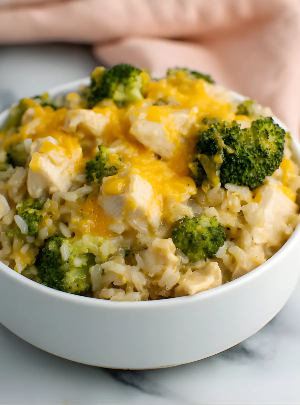 Cheesy chicken broccoli bowl