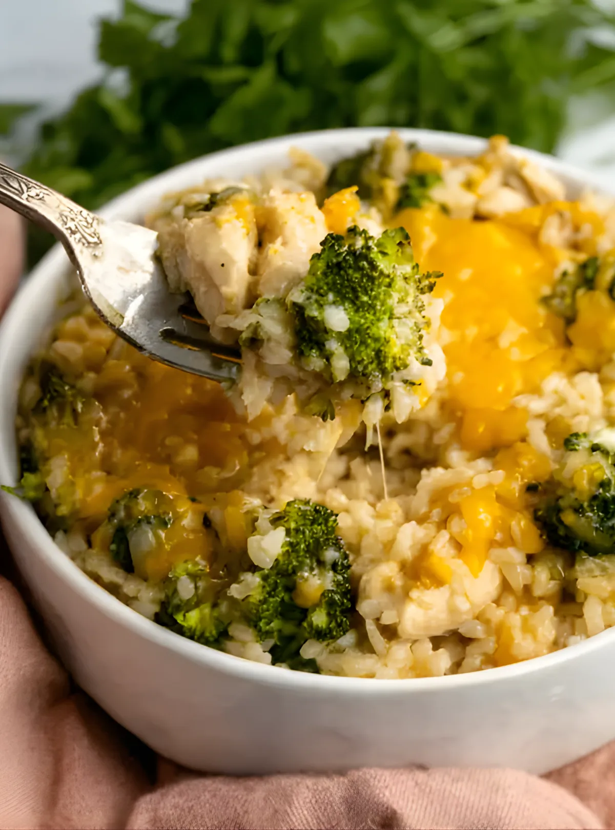 Fork lifting casserole bite