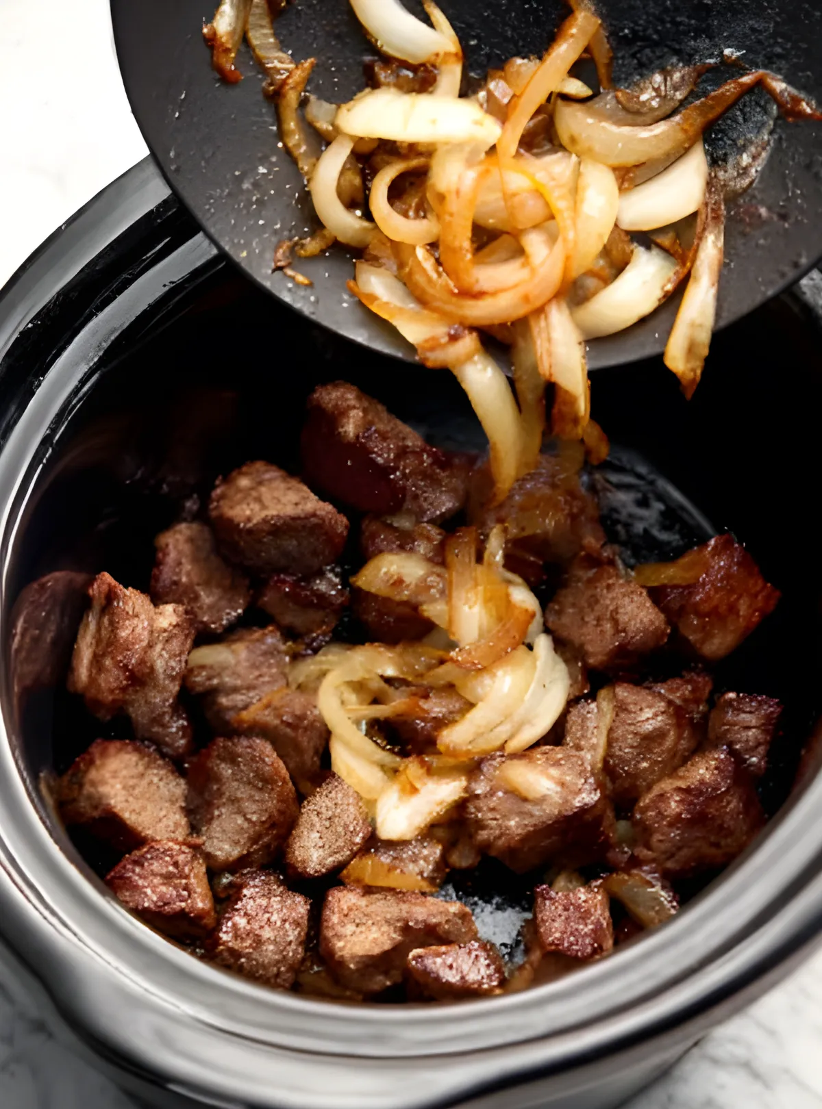 Onions added slow cooker