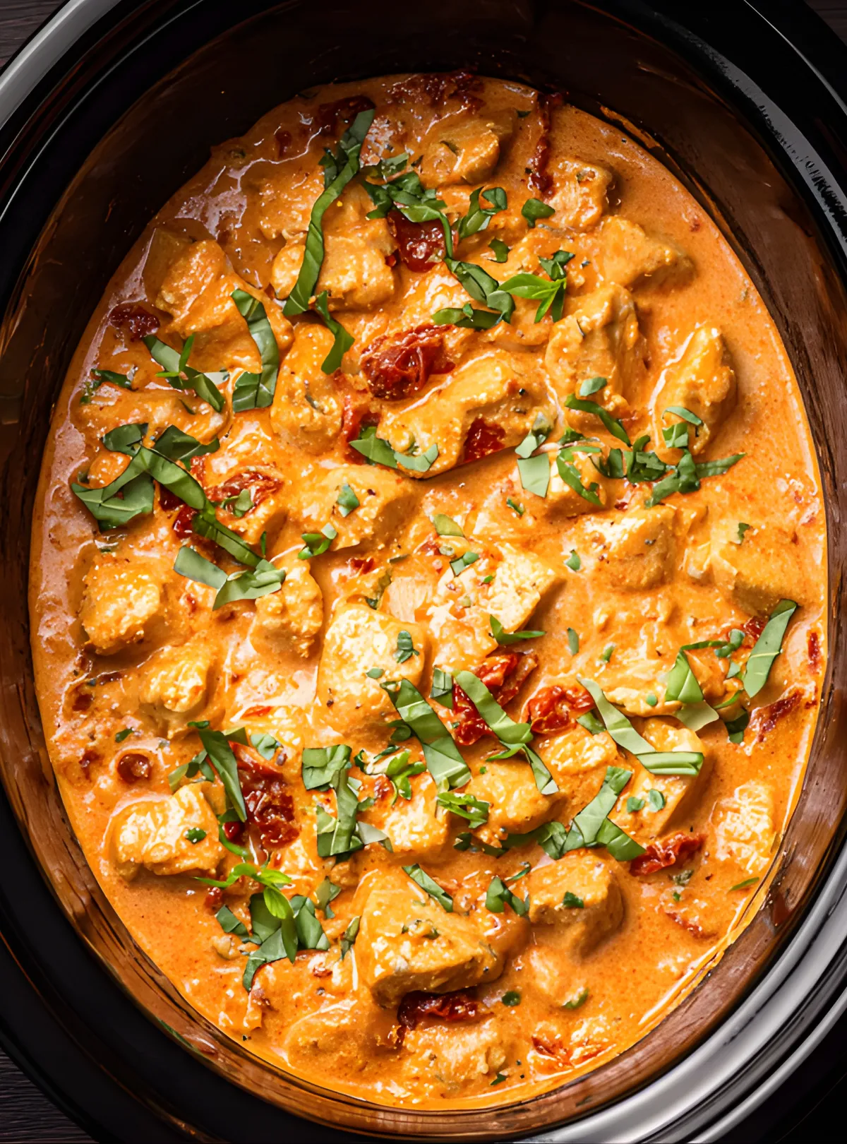 Slow cooker chicken basil