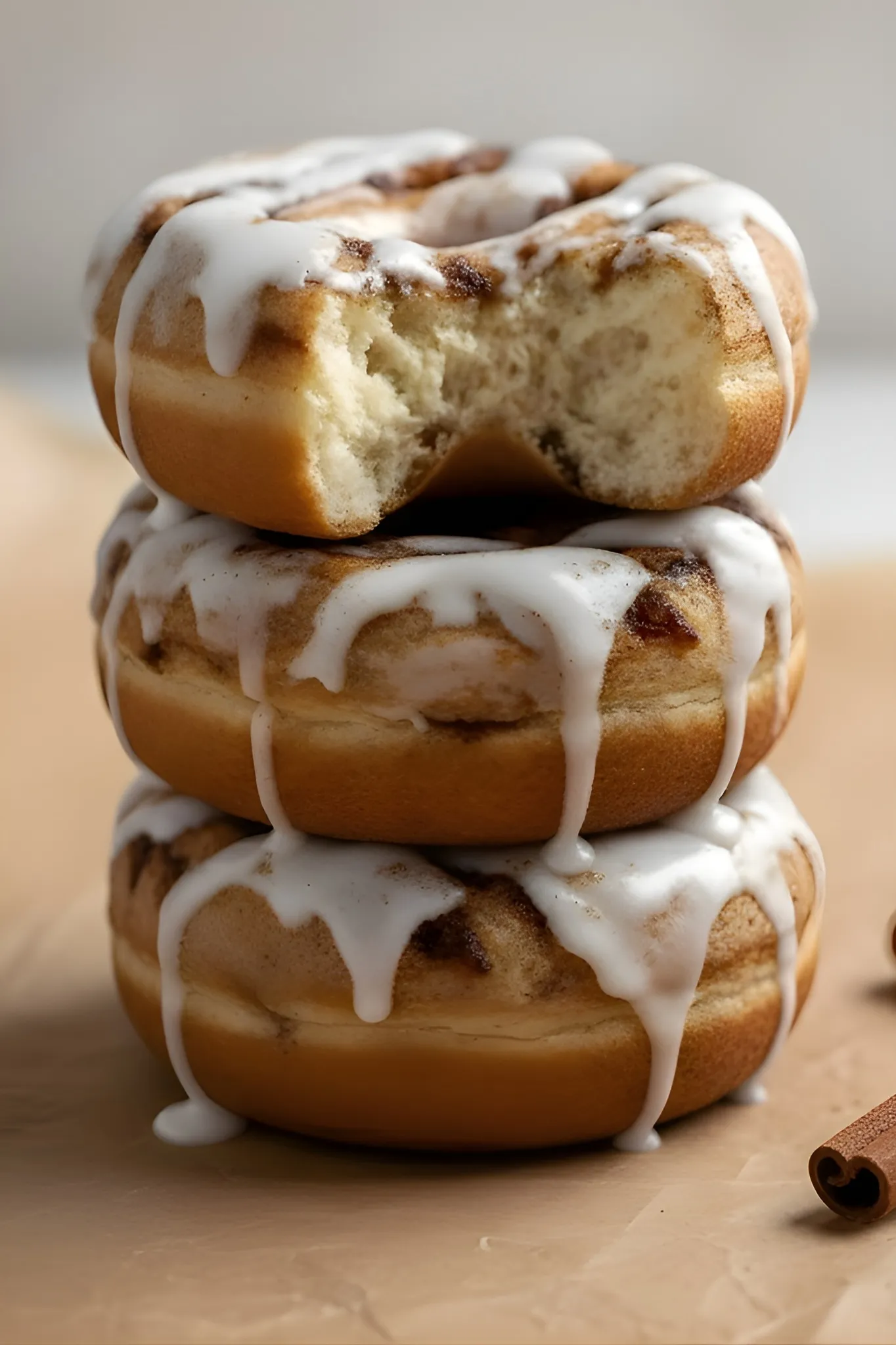 Stacked iced donuts