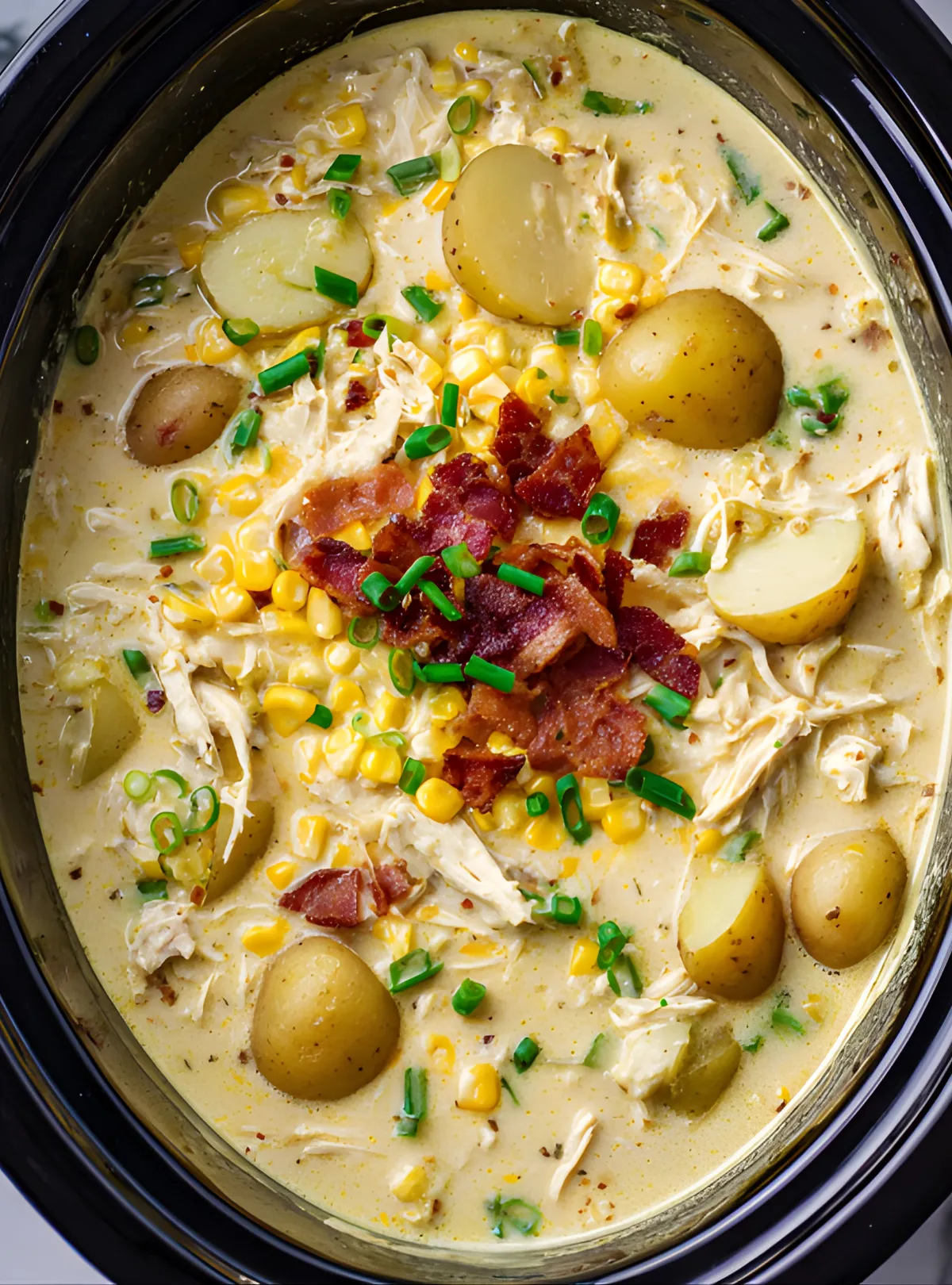 finished chicken corn chowder