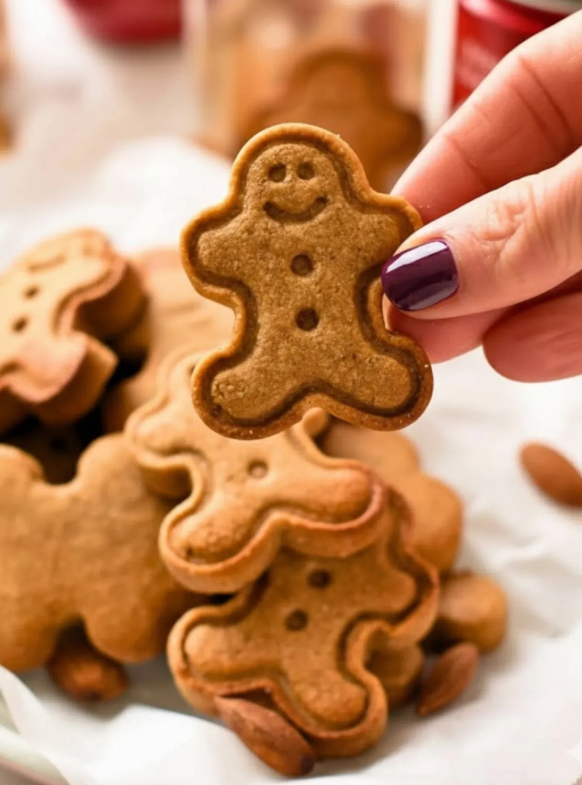 hand holding gingerbread cookie
