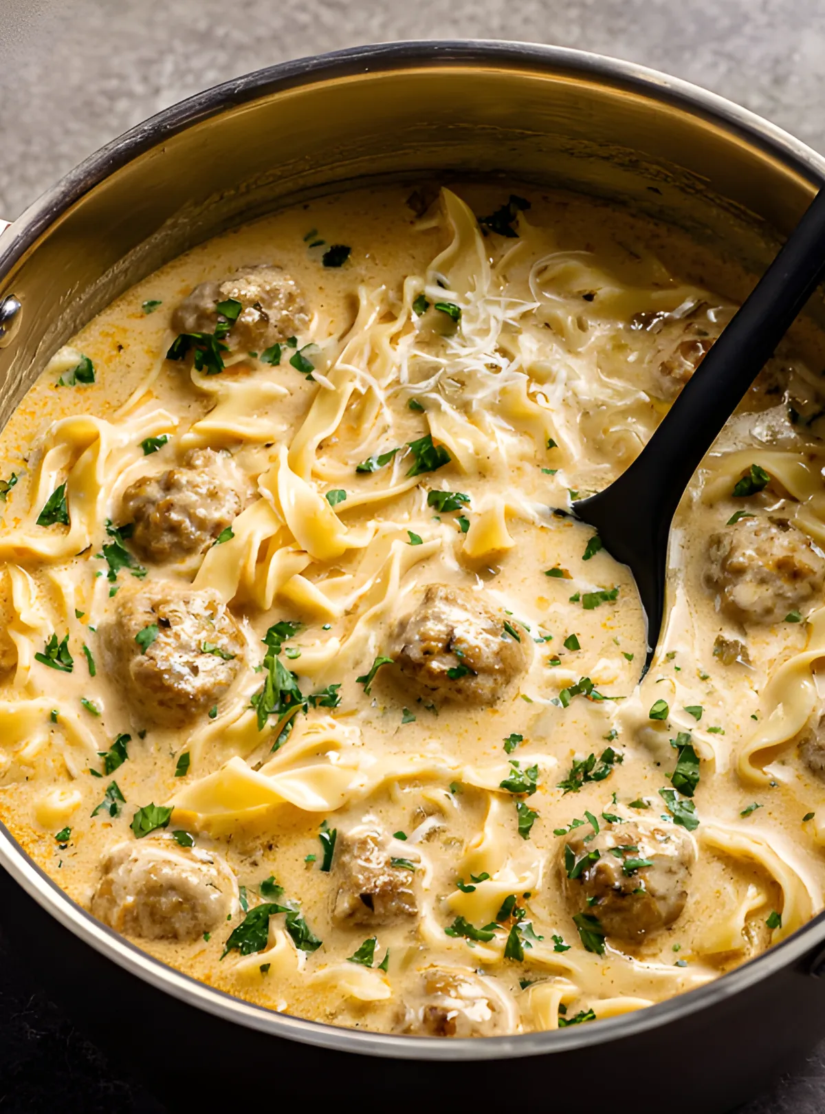 meatball noodle soup pot