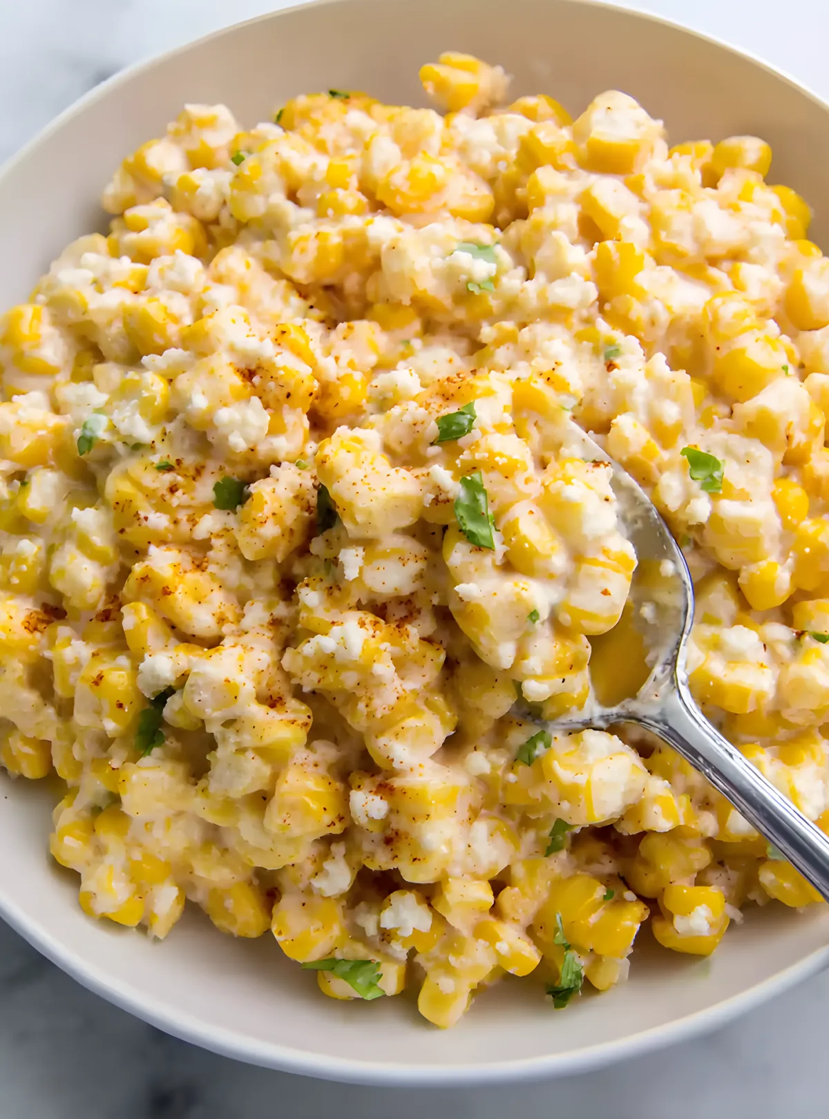 mexican corn with spoon