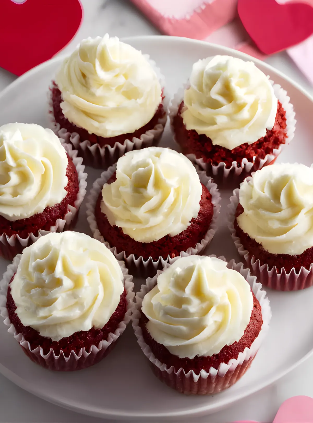 plate red velvet cupcakes