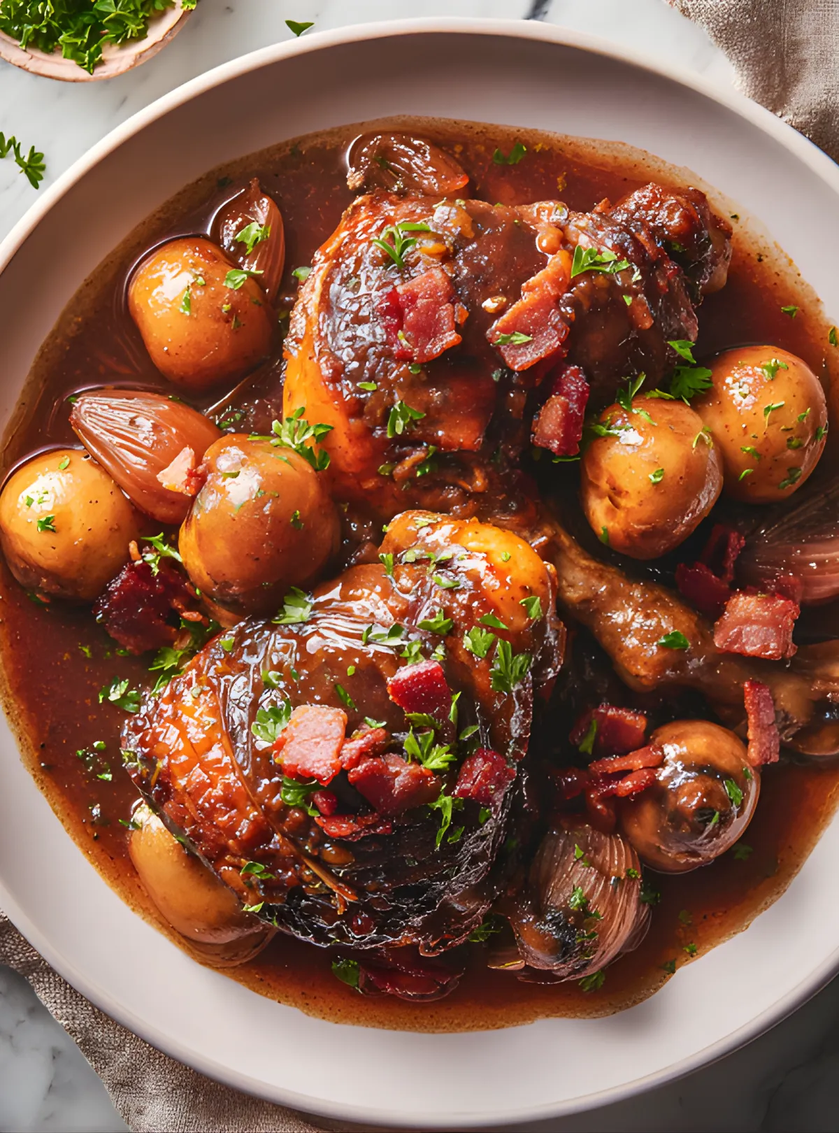Chicken in wine sauce