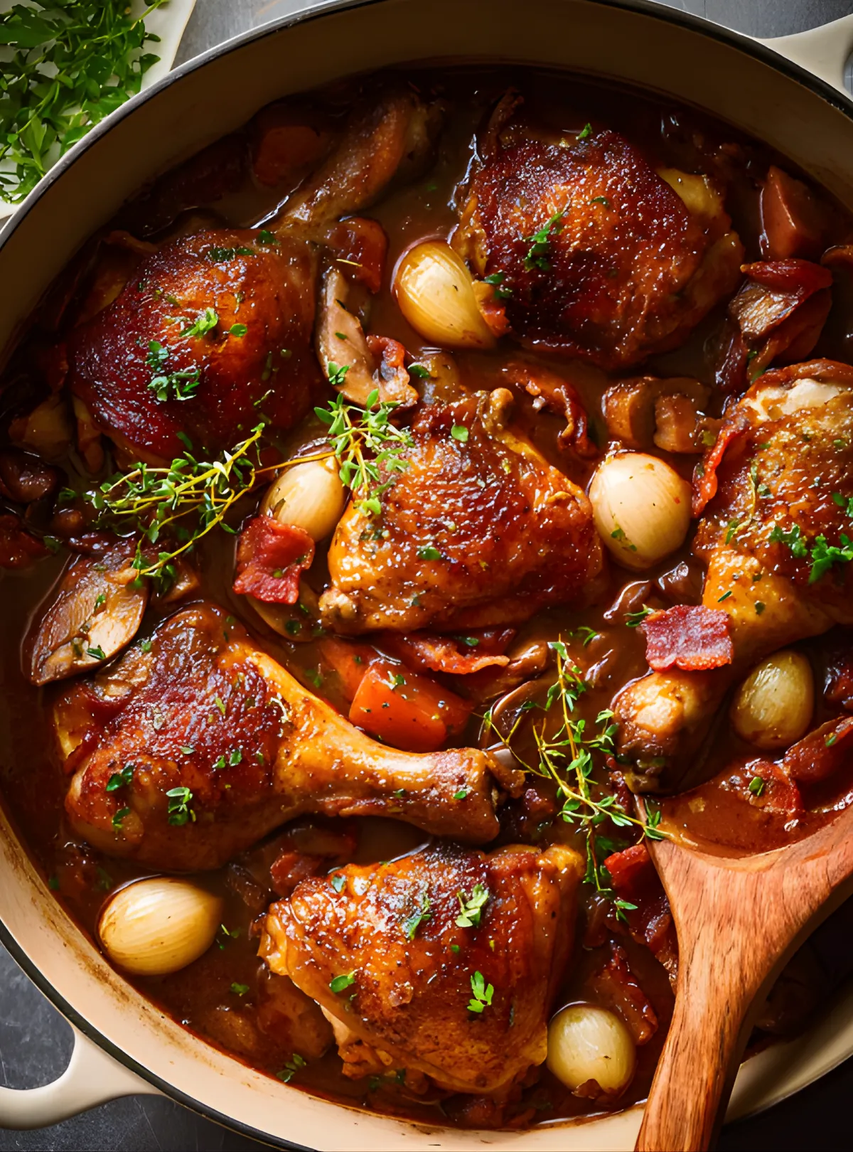 Rustic chicken coq au vin