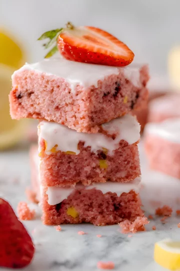 Strawberry brownies stack