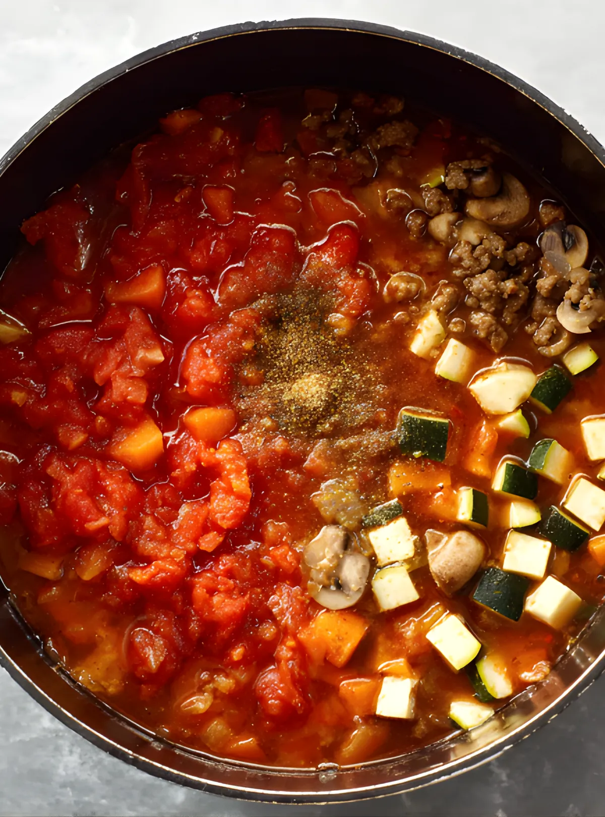 Tomato broth simmering
