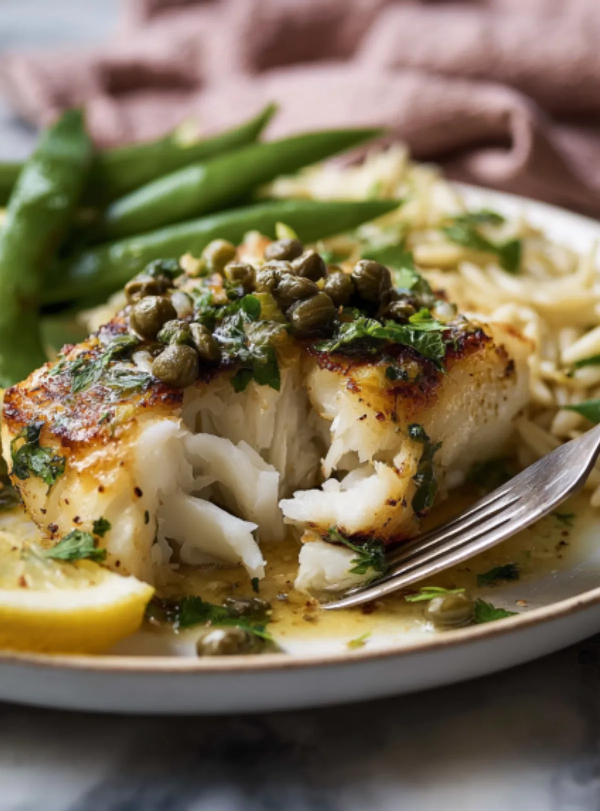 Flaky lemon caper cod