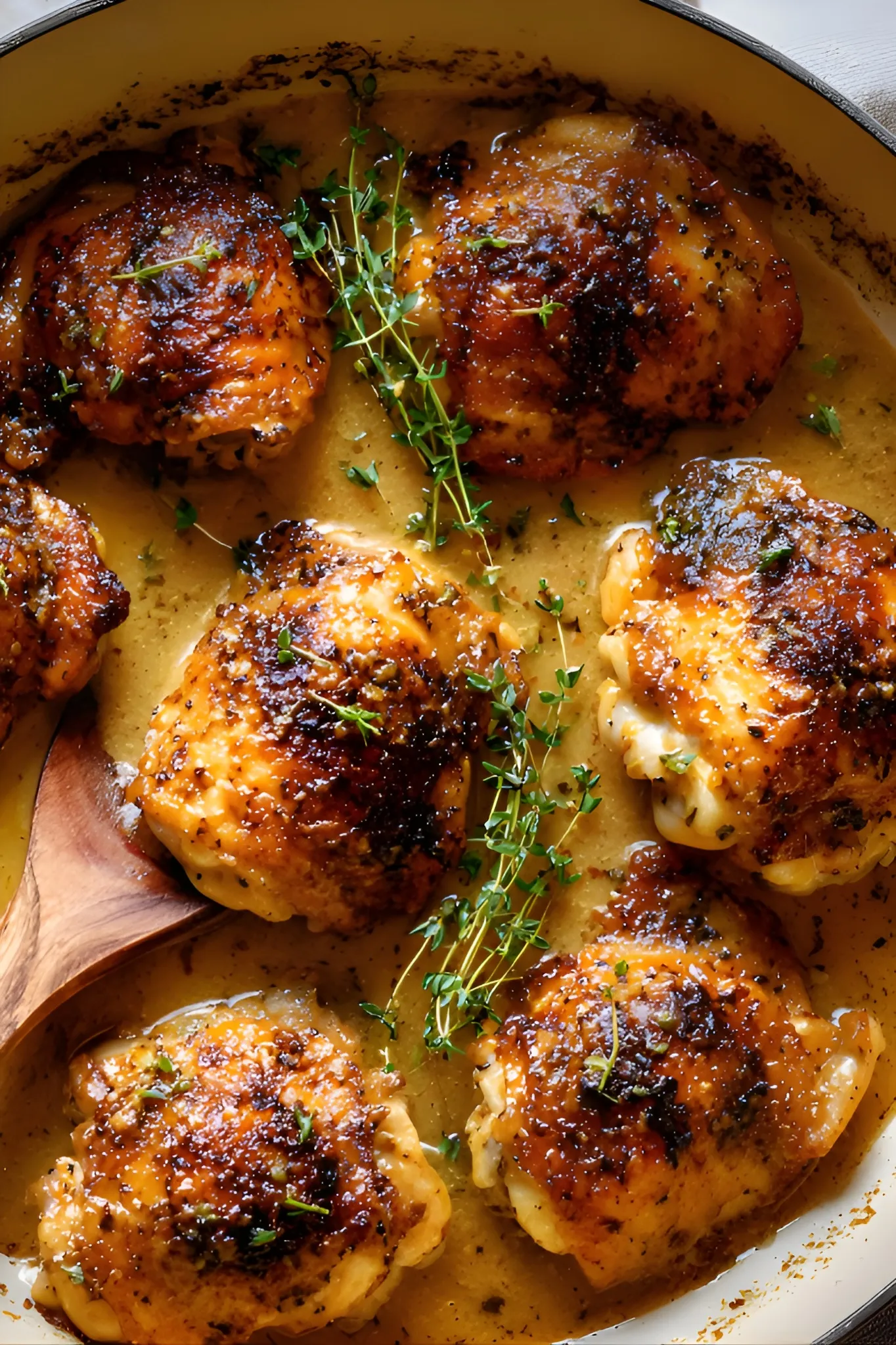 Golden baked chicken thighs