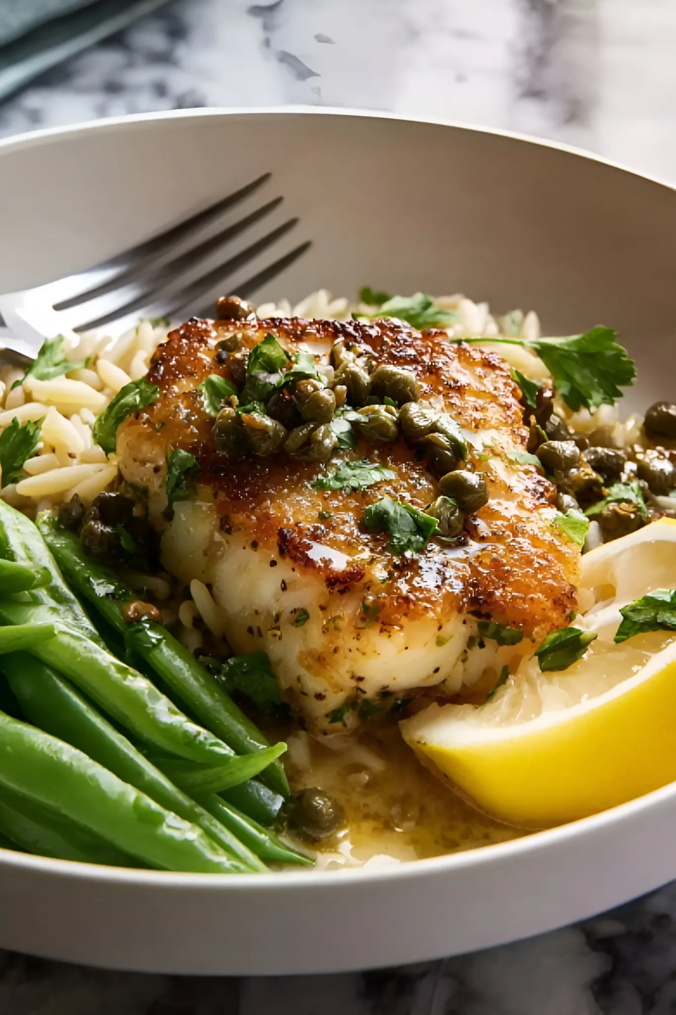 Golden seared cod
