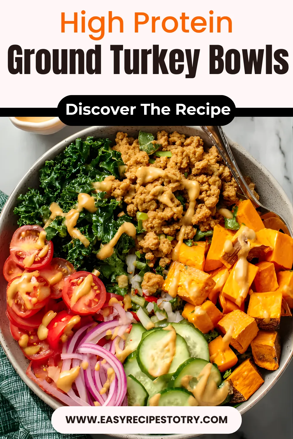 High Protein Ground Turkey Bowls with Peanut Sauce