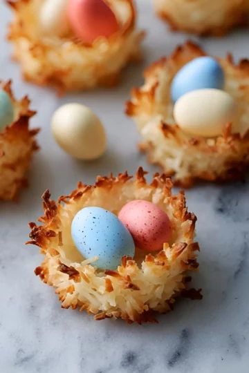 Macaroon nests pastel eggs