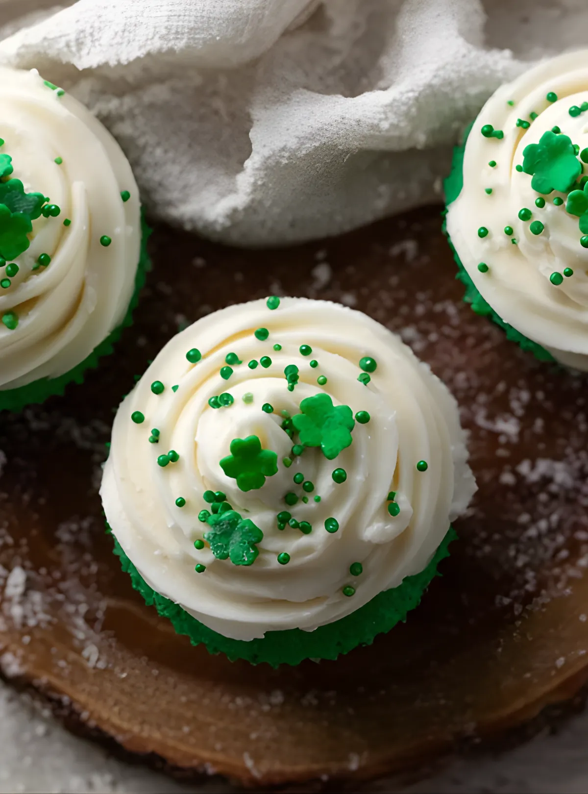 Overhead shamrock cupcakes