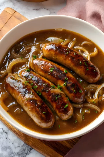 Sausages onion gravy