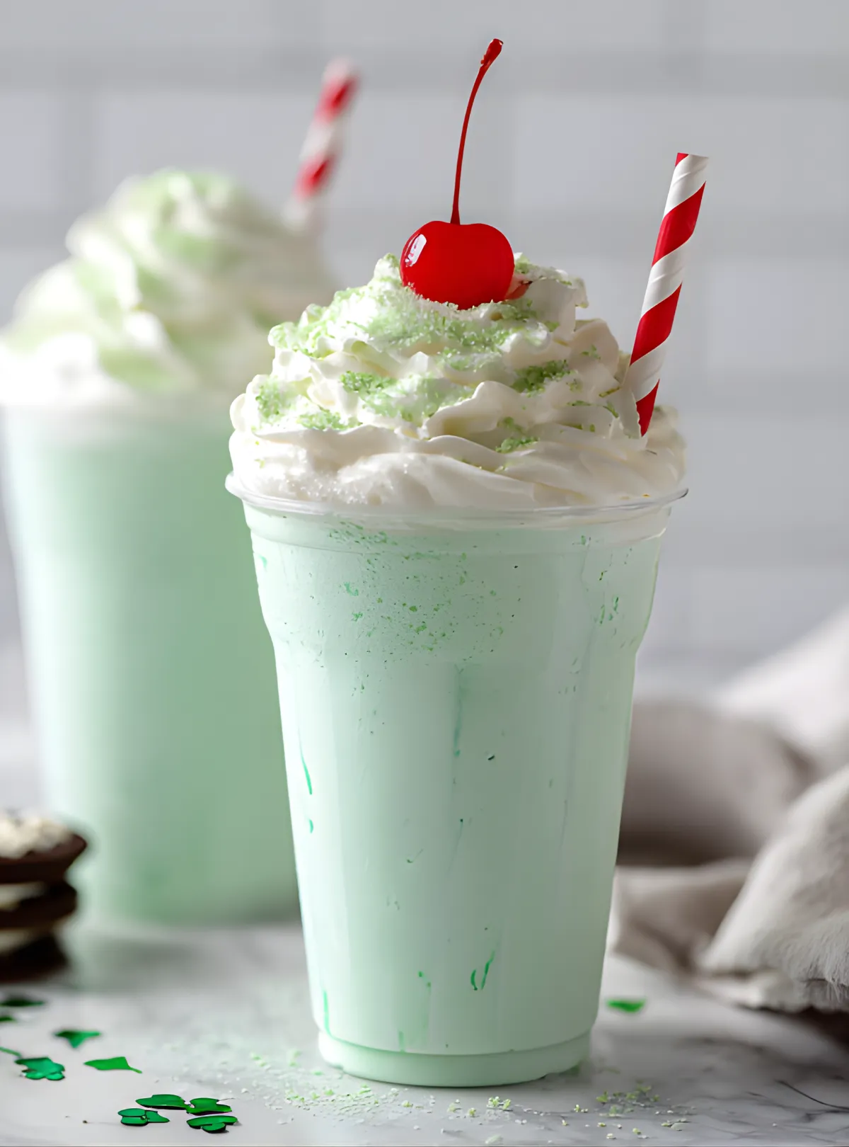 Shamrock shake whipped cream