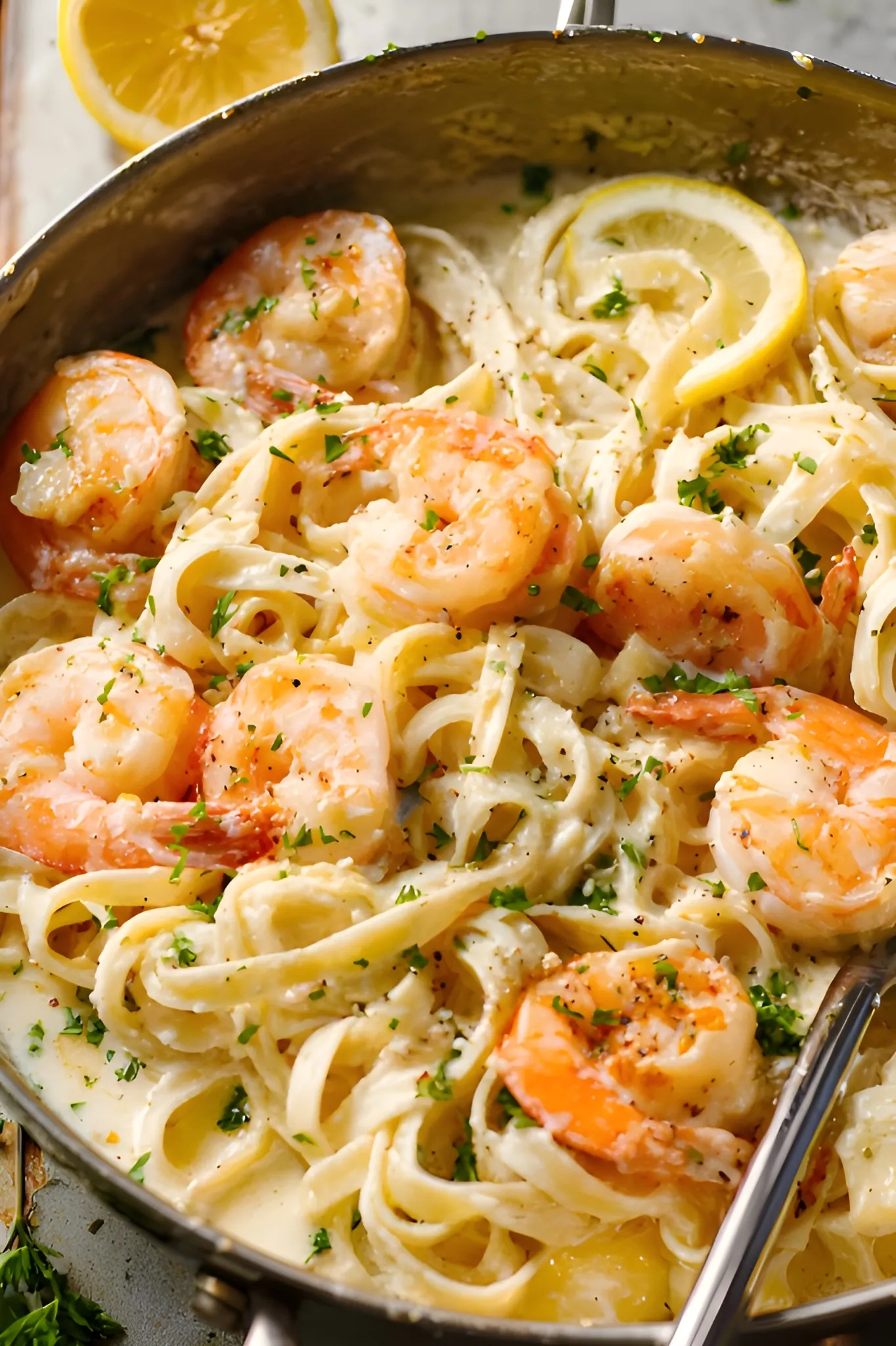 Creamy shrimp pasta