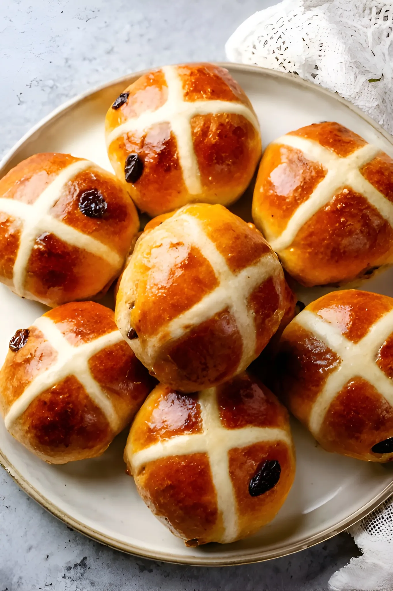 Glazed hot cross buns